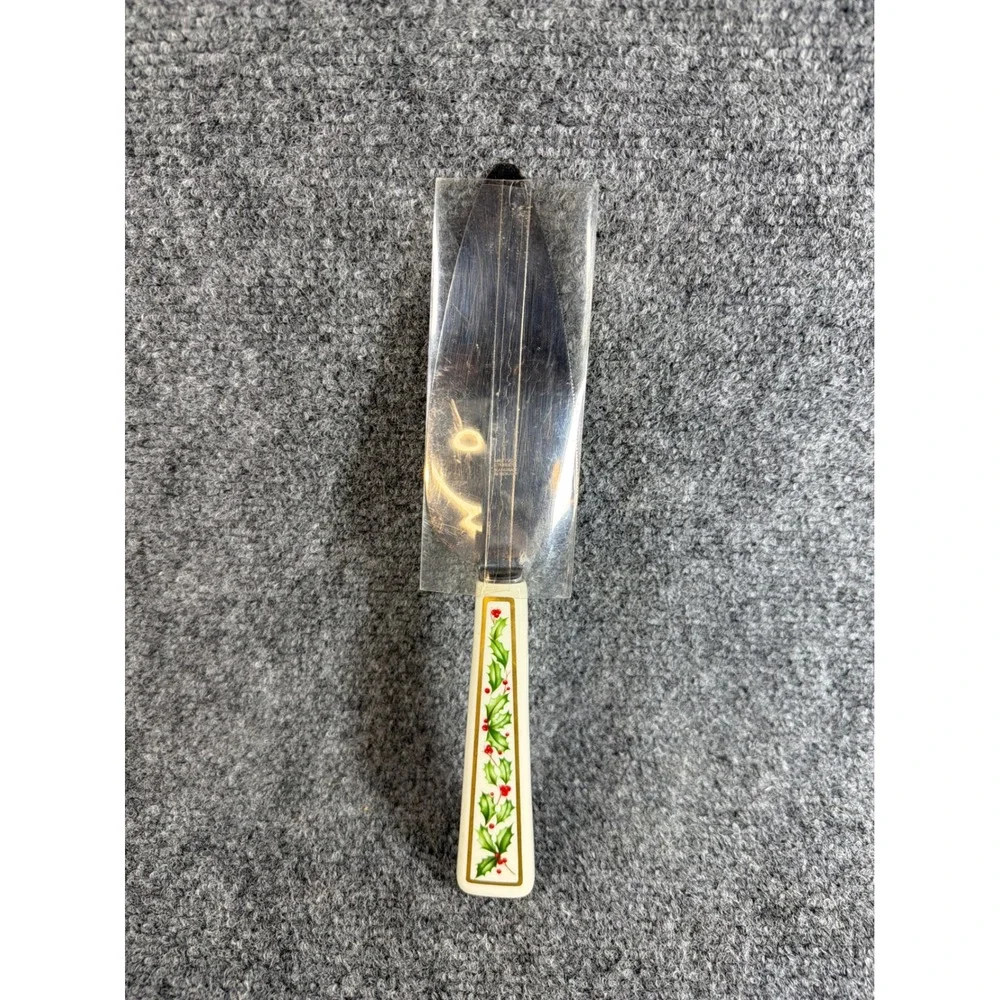 Vintage Lenox Holiday Pie Server Sheffield Stainless Steel Blade Holly Berry